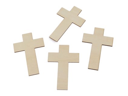 Dřevěný kříž k tvoření / domalování sada 4 ks (Balení 1 sáček, Varianta 1 přírodní sv.)