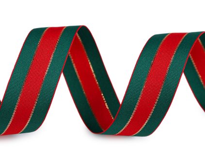 Vánoční stuha s lurexem šíře 25 mm (Balení 22.5 m, Varianta červená zelená)