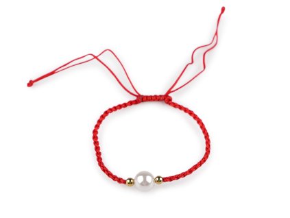 Náramek shamballa s perlou (Balení 1 ks, Varianta 1 červená platina)