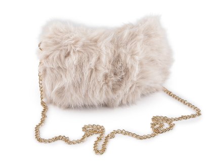 Kožešinová kabelka s kovovým řetízkem 24x19 cm (Balení 1 ks, Varianta 1 krémová nejsvět.)