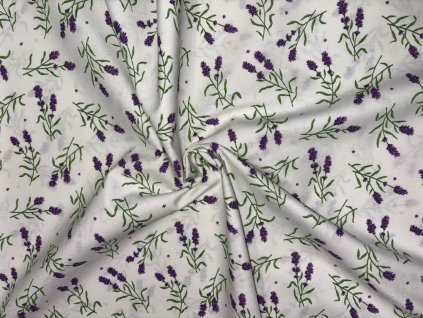 bavlnene platno levandule na bile