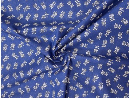 bavlnene platno bile ruzicky na modre