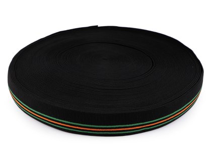 Pruženka na lemy oděvů šíře 40 mm (Balení 43.2 m, Varianta 2 černá zelená)