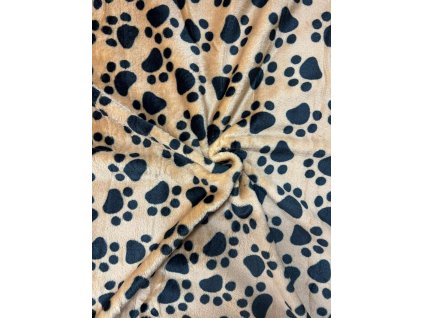 Flanel/fleece psí tlapky na béžové