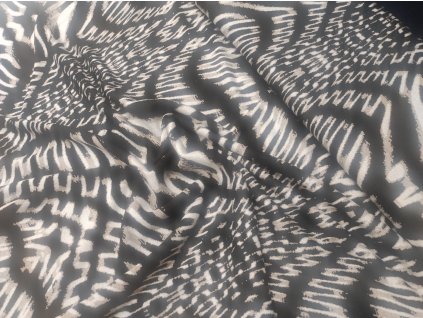 Úplet žakárový béžovo smetanová abstrakce na černé