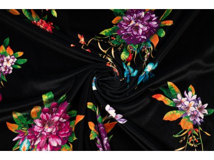 samet barevne kvety na cerne