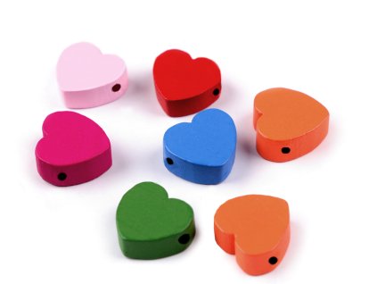 Dřevěné korálky srdce Ø15 mm (Balení 20 ks, Varianta mix)