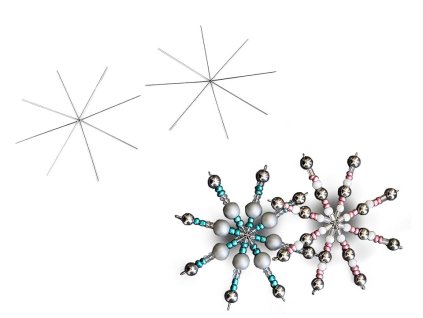 Vánoční hvězda / vločka drátěný základ na korálkování Ø9 cm (Balení 2 ks, Varianta platina)