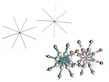 Vánoční hvězda / vločka drátěný základ na korálkování Ø9 cm (Balení 2 ks, Varianta platina)