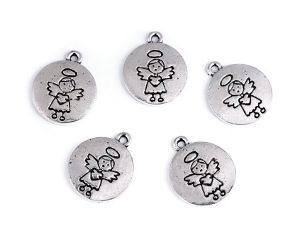 Přívěsek anděl Ø16mm (Balení 5 ks, Varianta platina)