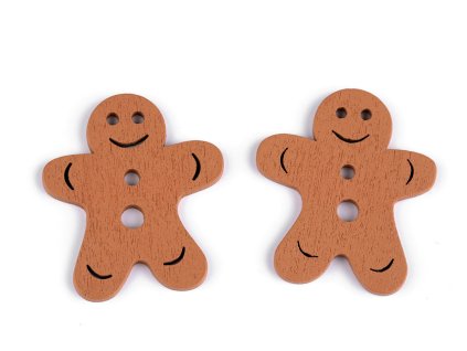 Dřevěná dekorace imitace perníku (Balení 12 ks, Varianta hnědá)