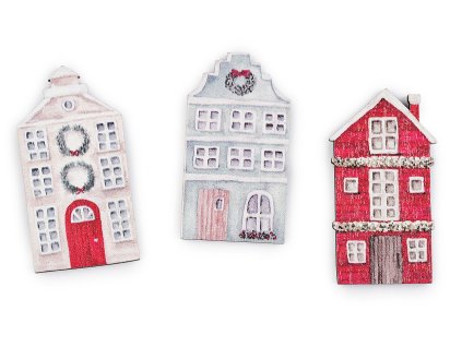 Dřevěné mini domečky 12 ks (Balení 1 sáček, Varianta mix)