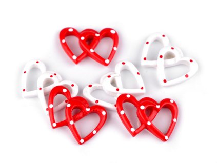 Dřevěné dvojité srdce samolepicí (Balení 5 ks, Varianta 1 bílá)