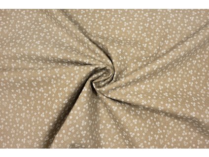 bavlnene platno bile kyticky na bezove