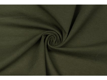 bio bavlneny uplet jednolic khaki 200 g m2