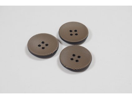 Knoflík čtyřdírkový 20 mm béžový pruhovaný
