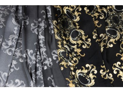 umele hedvabi silky ornamentalni vzory prechazejici ze zlate do sede barvy