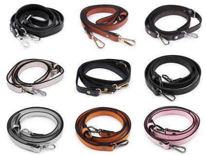 Koženkový popruh / ucho na kabelku s karabinami šíře 1,5 cm (Balení 1 ks, Varianta 1 černá nikl)