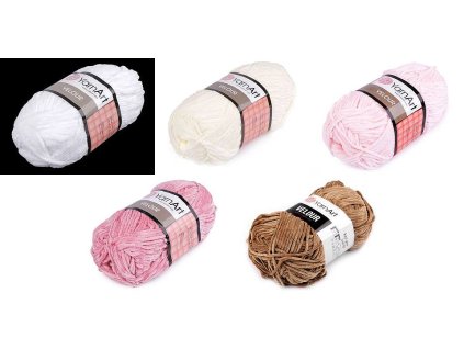 Pletací žinylková příze Velour 100 g (Balení 1 ks, Varianta 2 (841) krémová nejsvět.)