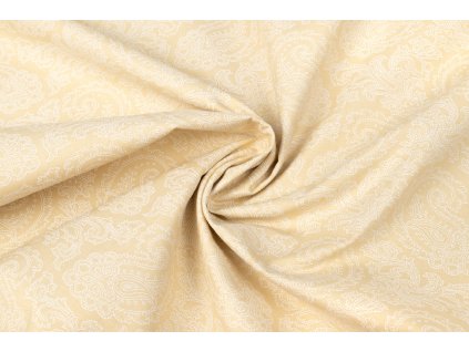 bavlnene platno bily kasmirovy vzor na vanilkove