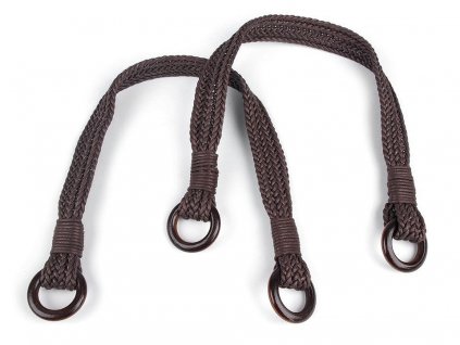 Proplétaná ucha na tašky délka 54 cm s kroužky (Balení 2 ks, Varianta 1 hnědá tmavá)