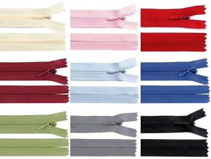 Spirálový zip skrytý No 3 délka 18 cm (Balení 1 ks, Varianta 148 červená)