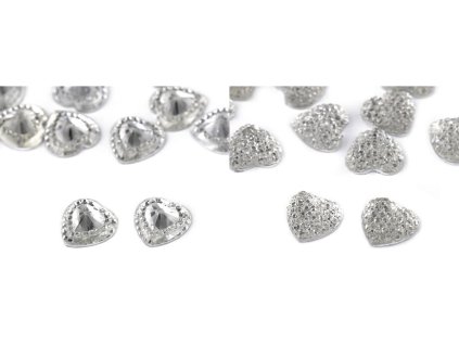 Broušené srdce k nalepení (Balení 20 ks, Varianta 3 crystal)