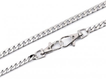 Řetízek plochý na kabelky s karabinou délka 120 cm (Balení 1 ks, Varianta 1 nikl)