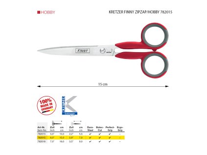 Univerzální nůžky Kretzer Finny ZipZap Hobby, délka 15 cm