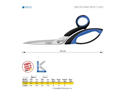 Univerzální nůžky Kretzer Finny Profi, délka 20 cm