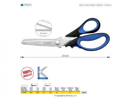Nůžky s mikrozoubky Kretzer Finny Profi, délka 23 cm