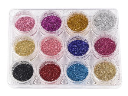 Sada glitrů / třpytek v dózičkách 12 ks (Balení 12 ks, Varianta mix)
