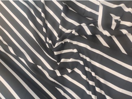 Bavlněný úplet černo bílý pruh