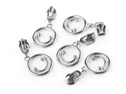 Jezdec ke spirálovým zipům No 5 smajlík (Balení 50 ks, Varianta 1 nikl)