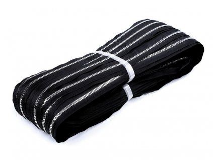 Zip kostěný No 5 kostičky metráž (Balení 1 m, Varianta 2 (322) černá zlatá)