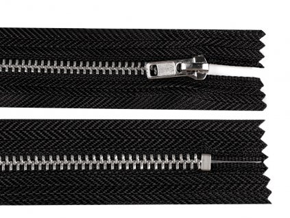 Kovový zip No 4 délka 20 cm kalhotový se stříbrnými zoubky (Balení 1 ks, Varianta černá)