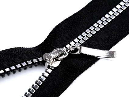 Kostěný zip No 5 délka 40 cm čtvercové zuby (Balení 1 ks, Varianta 1 (322) černá stříbrná)