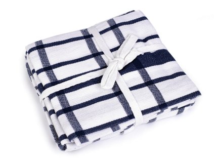 Bavlněná utěrka káro 50x70 cm egyptská bavlna (Balení 3 ks, Varianta 3 modrá tmavá)