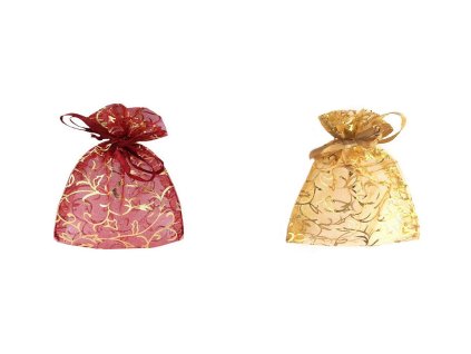 Dárkový pytlík 7x10 cm organza s lurexem (Balení 100 ks, Varianta 1 bordó sv.)