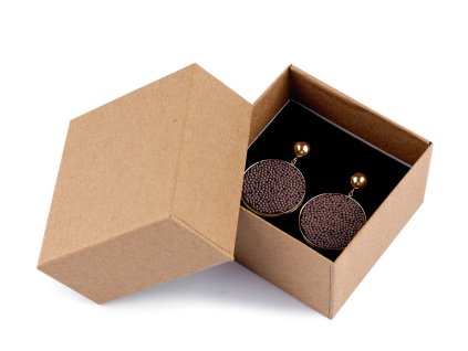 Krabička na šperky 7x7 cm (Balení 12 ks, Varianta hnědá přírodní)