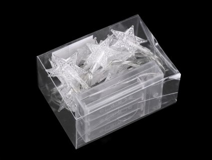 LED světelný řetěz vločky, hvězdy, stromečky na baterie (Balení 1 ks, Varianta 3 transparent stromeček)