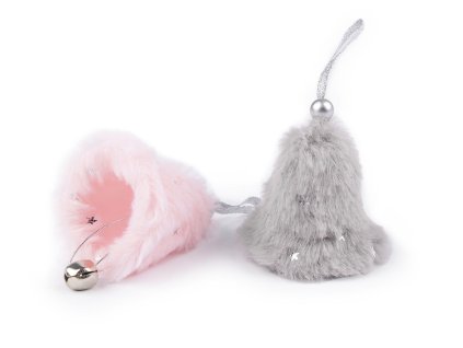 Kožešinový zvoneček s rolničkou (Balení 1 ks, Varianta 2 šedá světlá stříbrná)
