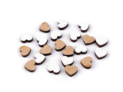Dřevěné srdce mini k nalepení Ø10 mm (Balení 20 ks, Varianta 2 přírodní sv.)