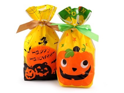 Sáček s atlasovou stuhou Halloween 15x22,5 cm (Balení 5 ks, Varianta 1 žlutá zelená)