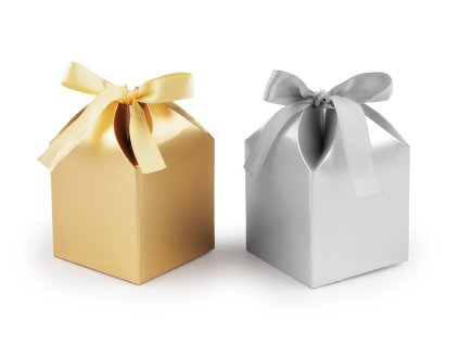 Dárková krabička se stuhou (Balení 12 ks, Varianta 1 stříbrná)