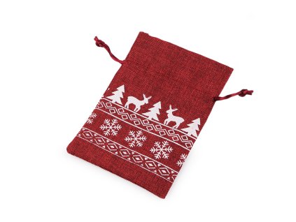 Vánoční dárkový pytlík 10x15 cm imitace juty (Balení 1 ks, Varianta 2 zelená)