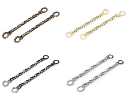 Kovový řetízek / poutko na bundy a kabáty (Balení 5 ks, Varianta 1 staromosaz)