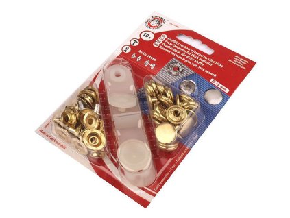 Knoflíky stiskací s kroužkem Ø15 mm na silné látky, zlaté (Balení 10 karta, Varianta zlatá sv. lesk)