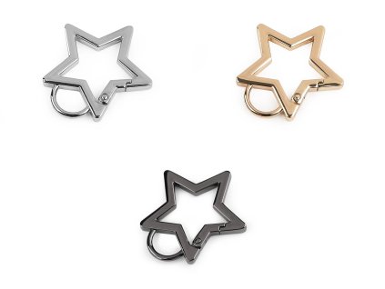 Kovová karabina hvězda průvlek 12 mm (Balení 1 ks, Varianta 2 růžové zlato)
