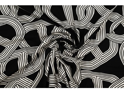 viskozový úplet bíločerná grafika